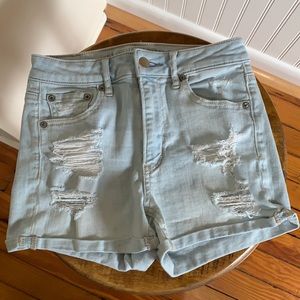 High waisted distressed Jean shorts
